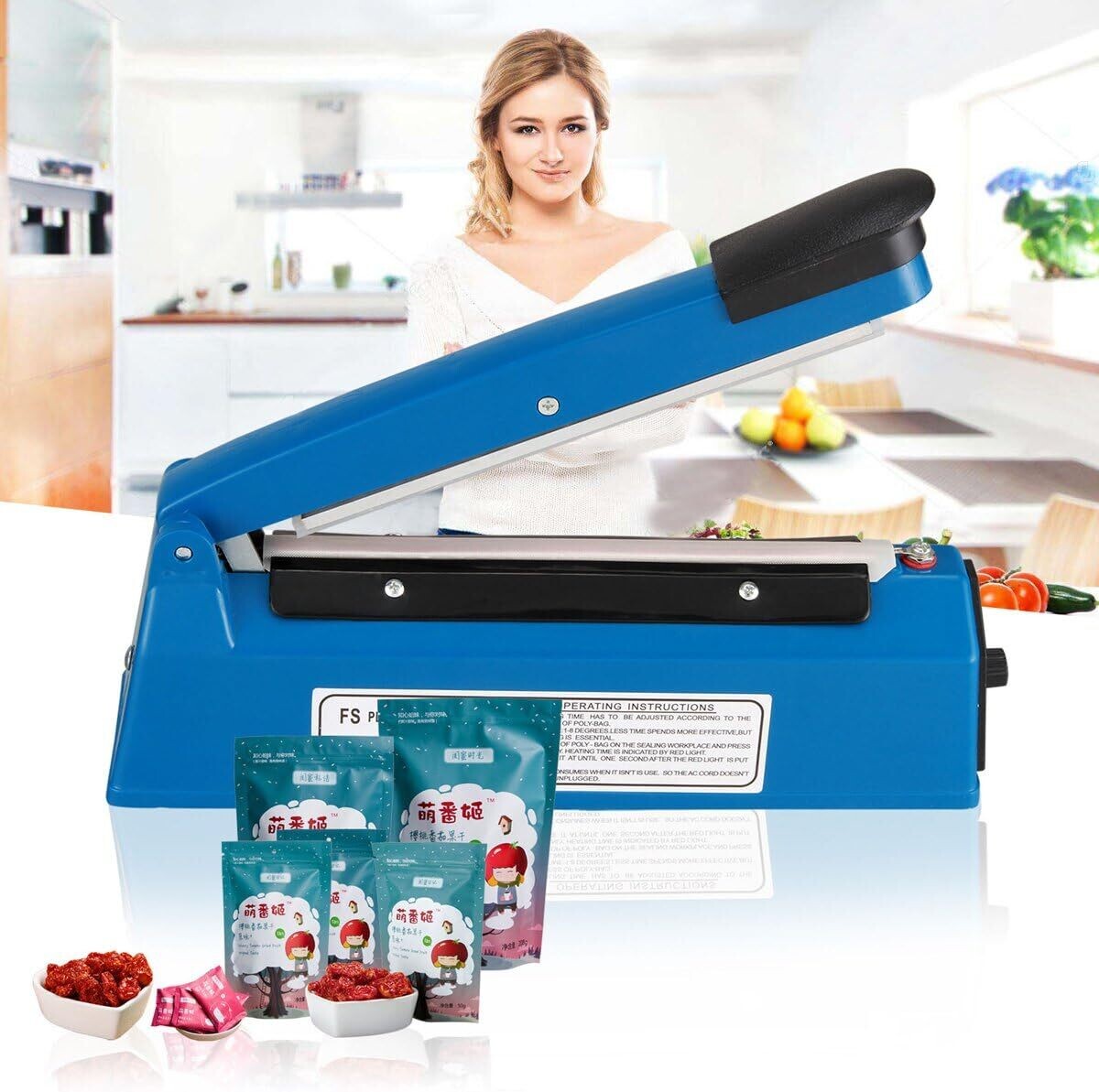 Electric Pressure Sealing Machine - Food Impulse Heat Sealer for Plastic PE and PP Bags - Durable and Efficient Bag Sealing Tool