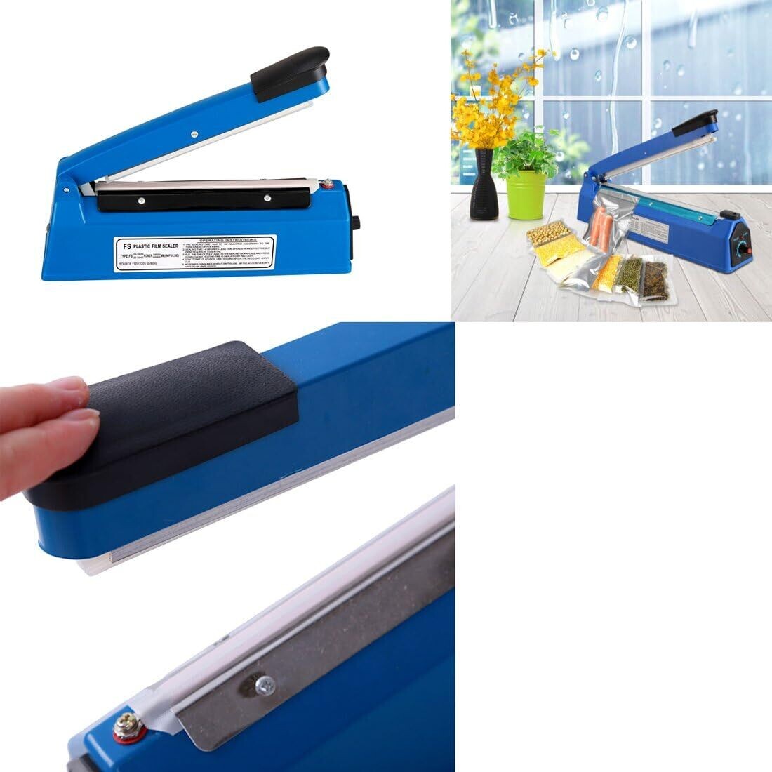 Electric Pressure Sealing Machine - Food Impulse Heat Sealer for Plastic PE and PP Bags - Durable and Efficient Bag Sealing Tool