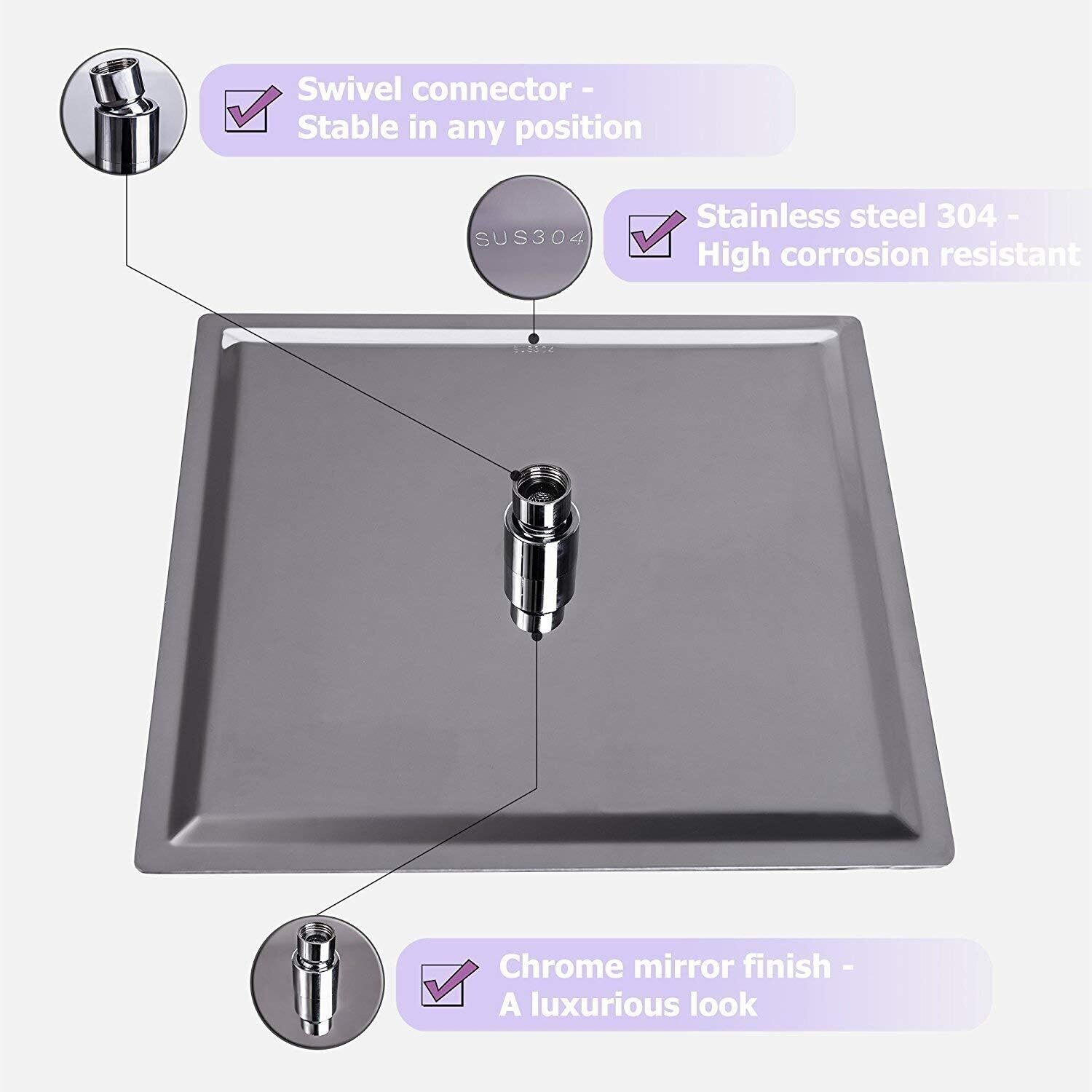 Stainless Steel Rain Shower Head, Square Shower Head