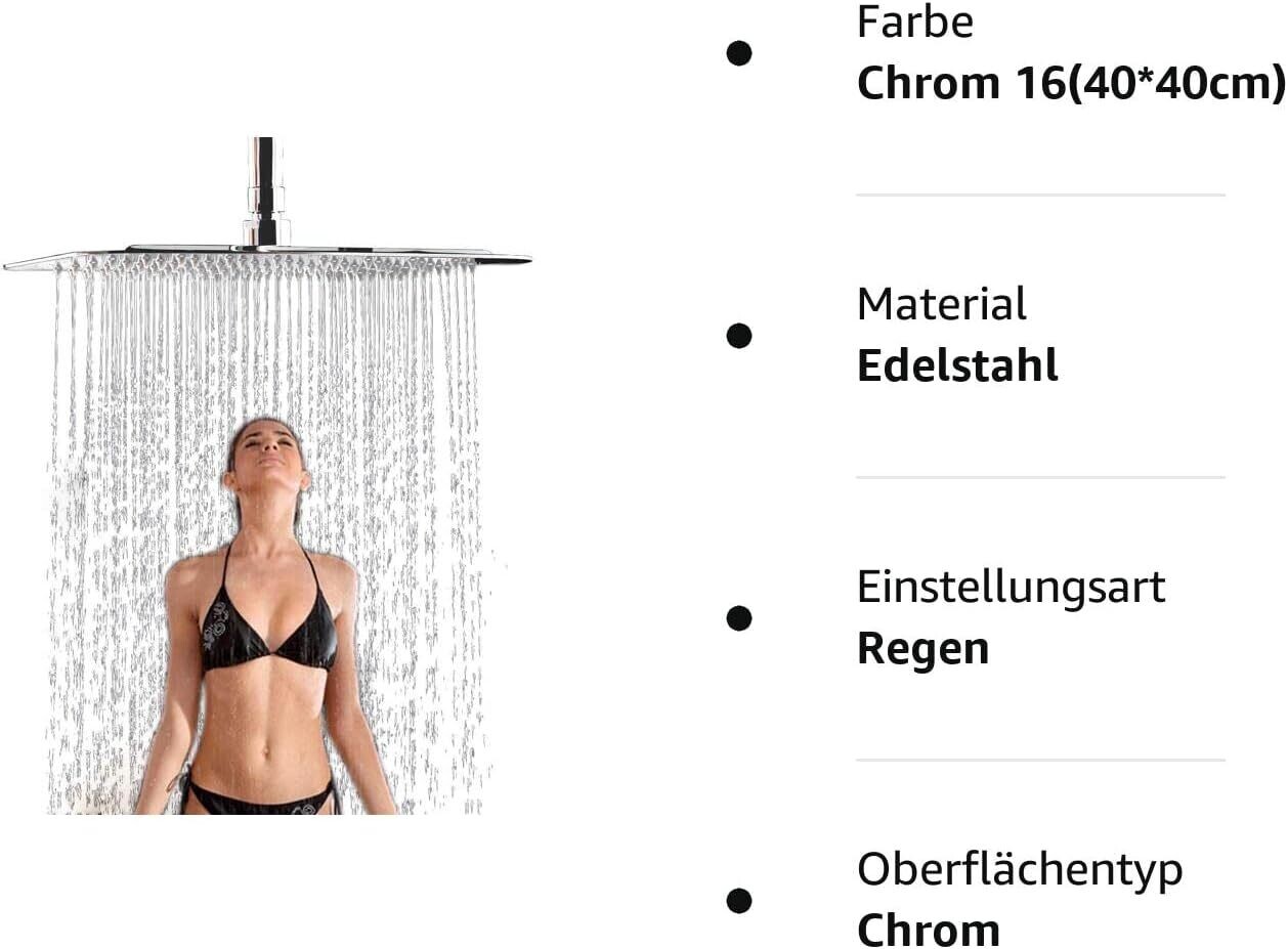 Stainless Steel Rain Shower Head, Square Shower Head