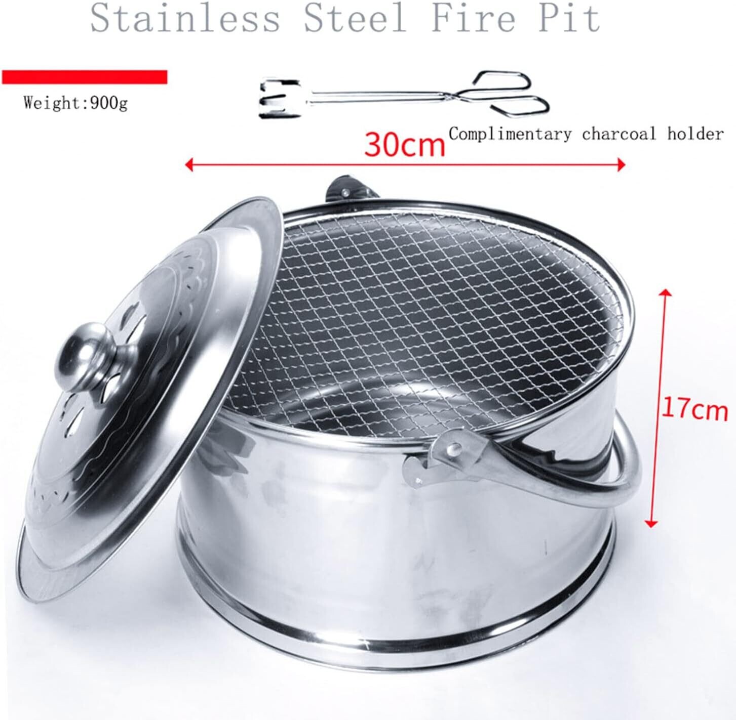 Stainless Steel Brazier Portable Smokeless Fire Pit for Patio - Wood Heater - Charcoal Heater - Indoor and Outdoor Heating