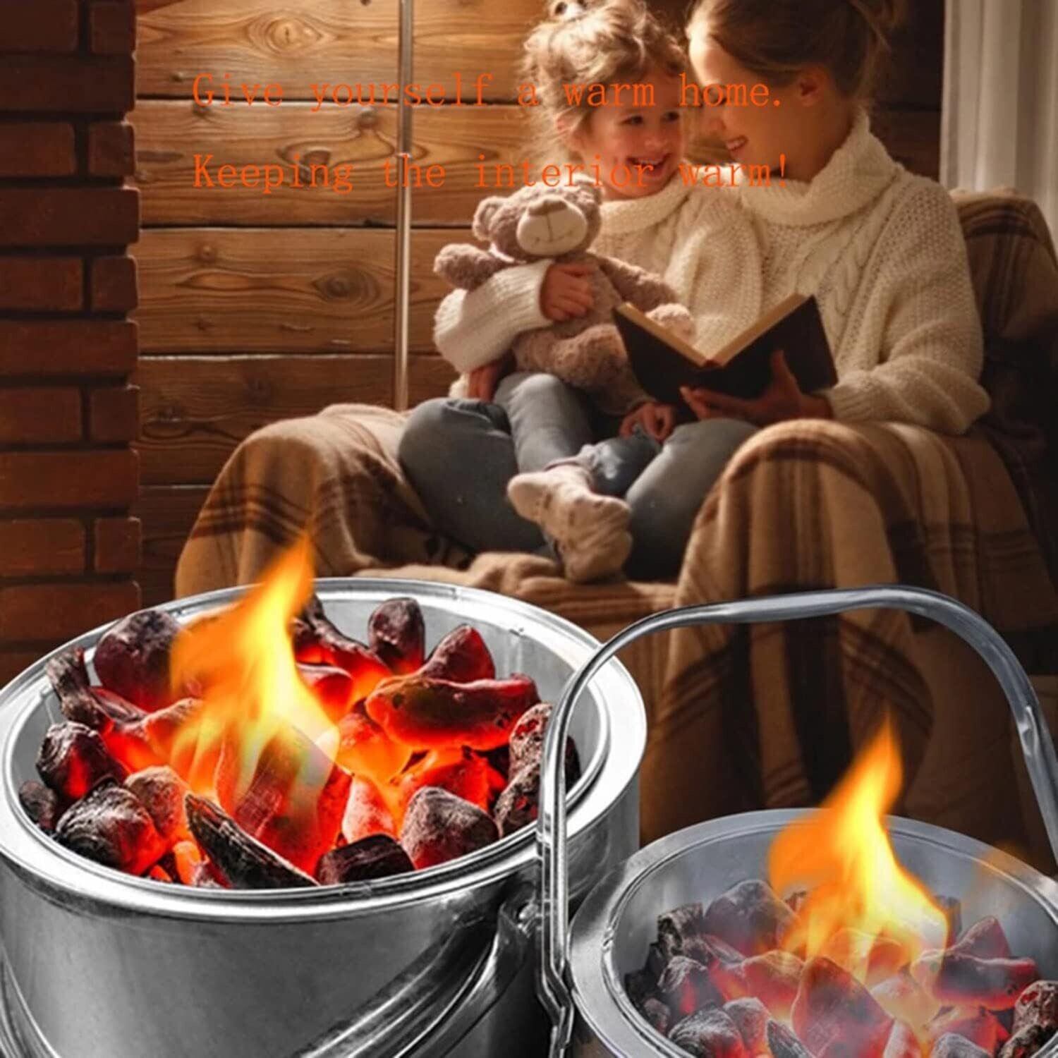 Stainless Steel Brazier Portable Smokeless Fire Pit for Patio - Wood Heater - Charcoal Heater - Indoor and Outdoor Heating