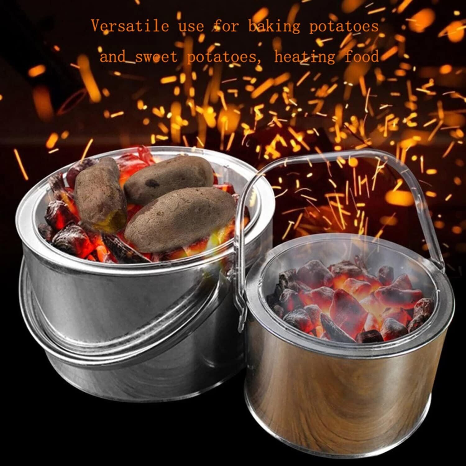 Stainless Steel Brazier Portable Smokeless Fire Pit for Patio - Wood Heater - Charcoal Heater - Indoor and Outdoor Heating