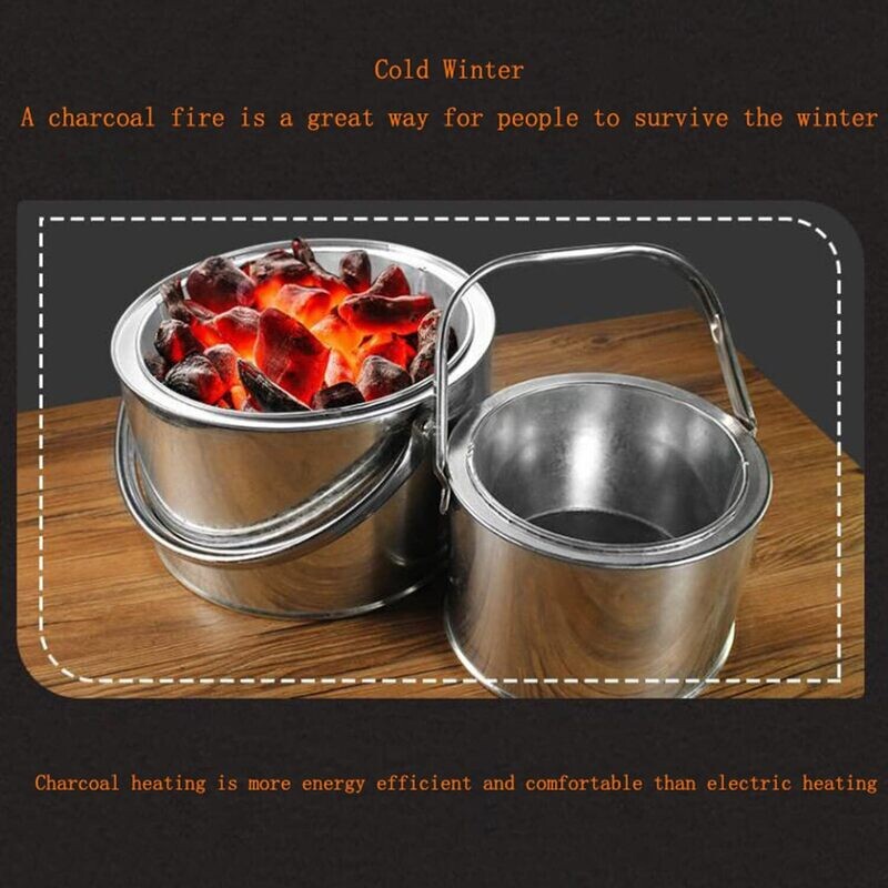 Stainless Steel Brazier Portable Smokeless Fire Pit for Patio - Wood Heater - Charcoal Heater - Indoor and Outdoor Heating