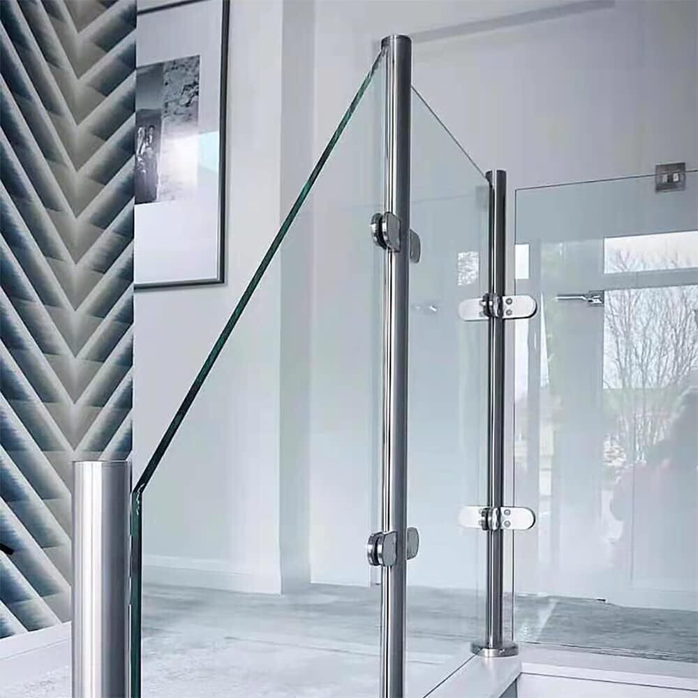 Stainless Steel Balustrade Posts with Glass Clamps and Rubbers, Railing Fence Pole Handrail Garden Fencing