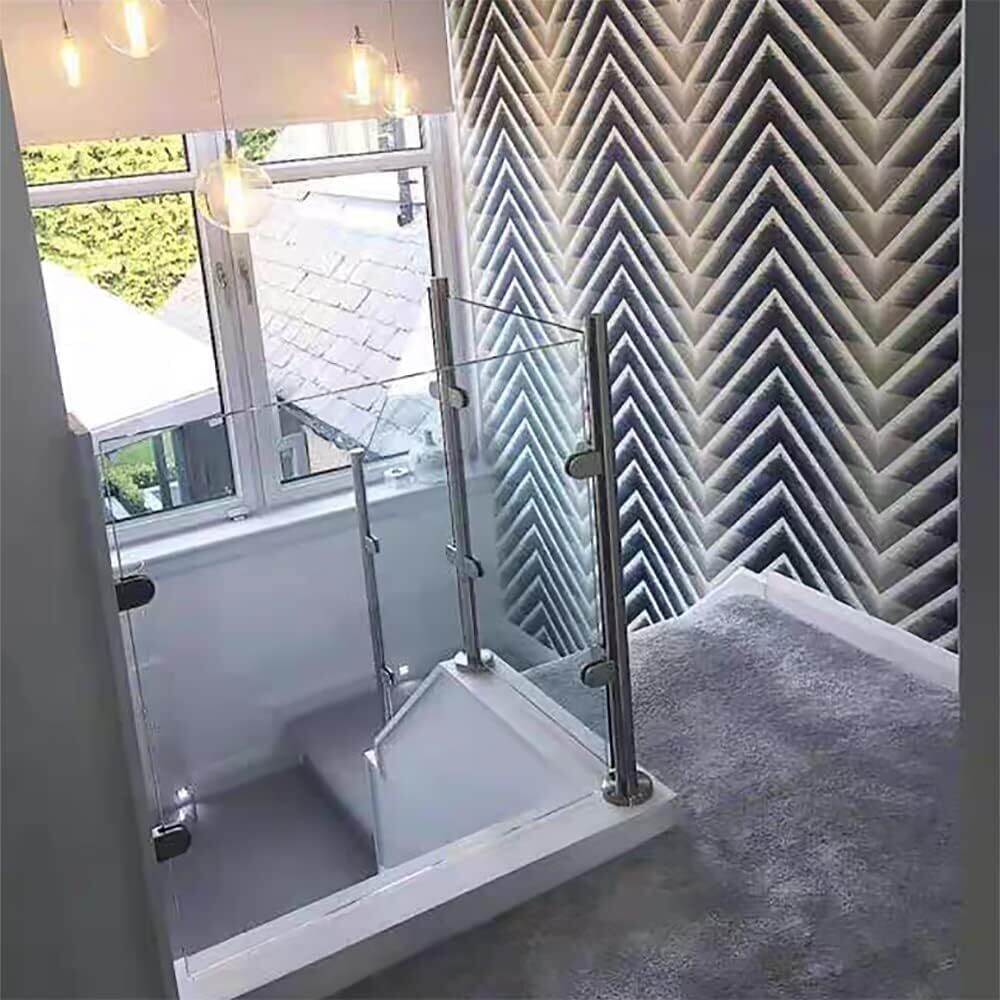 Stainless Steel Balustrade Posts with Glass Clamps and Rubbers, Railing Fence Pole Handrail Garden Fencing