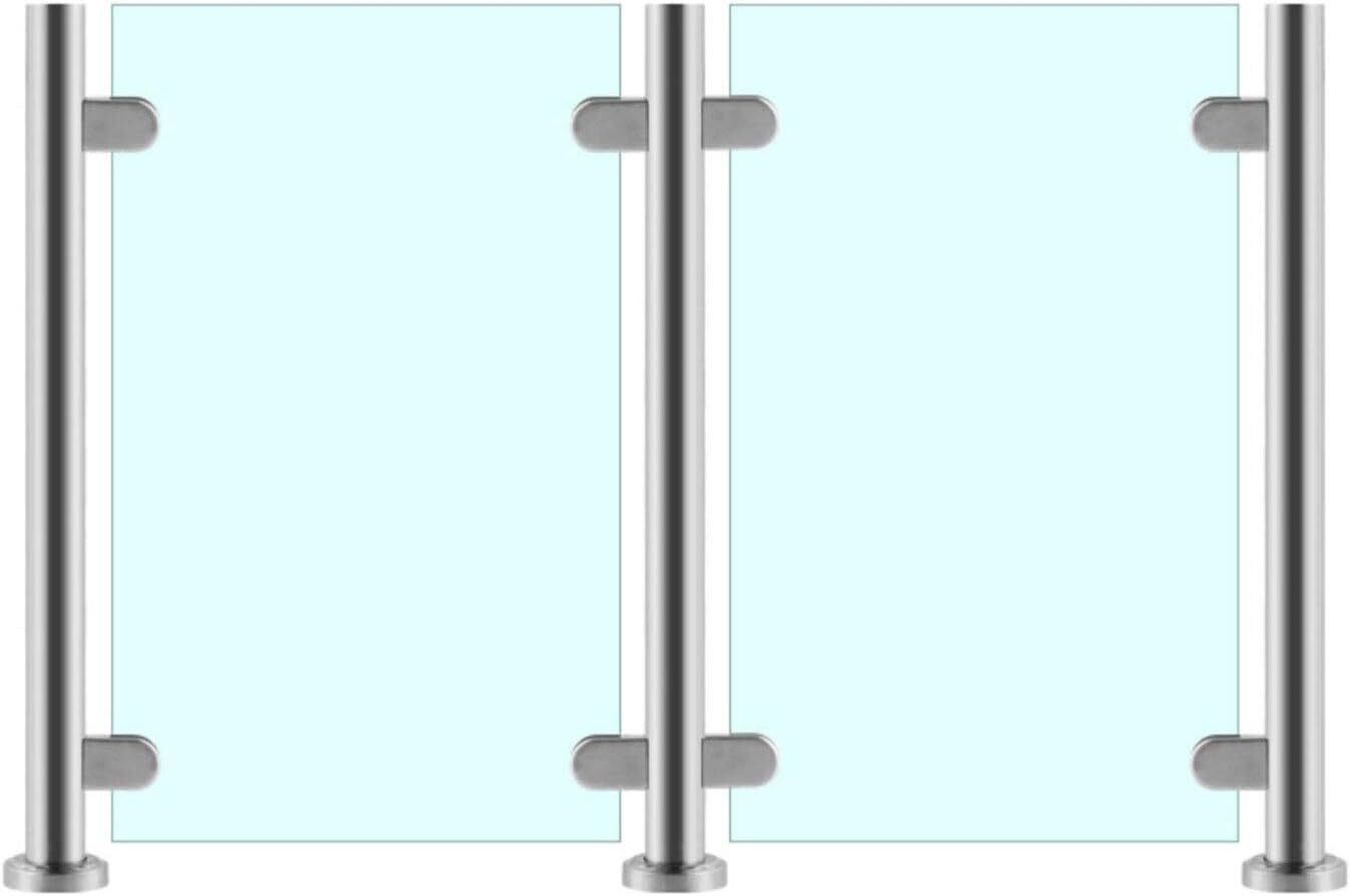 Stainless Steel Balustrade Posts with Glass Clamps and Rubbers, Railing Fence Pole Handrail Garden Fencing