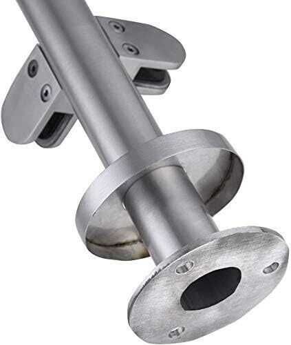 Stainless Steel Balustrade Posts with Glass Clamps and Rubbers, Railing Fence Pole Handrail Garden Fencing