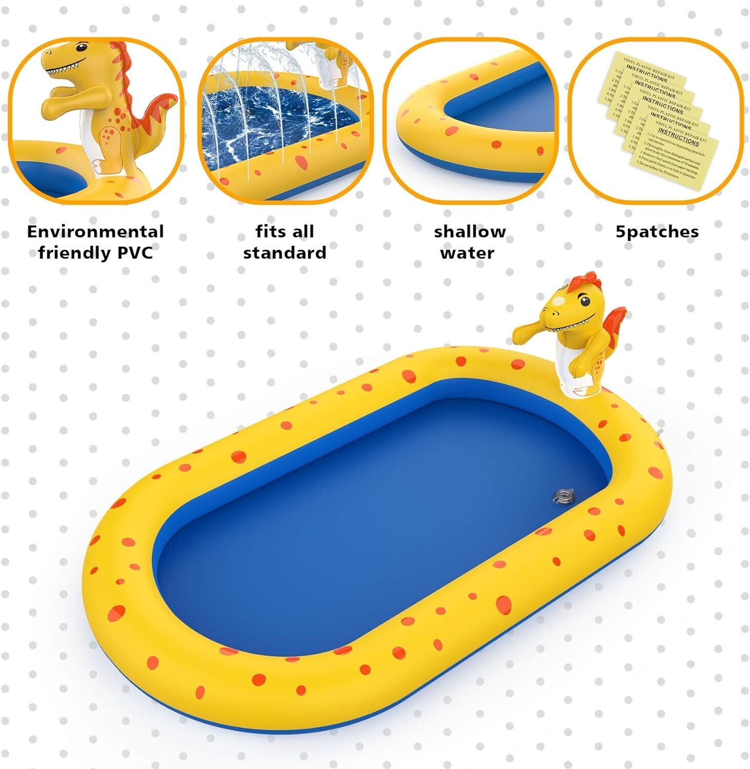 Water Toys Paddling Pool Sprinkler Wading Pool, Splash Pad Sprinkler Infant Swimming Pool for Garden Backyard Fountain Play Water Mat for 3 4 5 6 7+ Kids Boys Girls