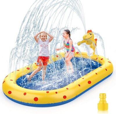 Water Toys Paddling Pool Sprinkler Wading Pool, Splash Pad Sprinkler Infant Swimming Pool for Garden Backyard Fountain Play Water Mat for 3 4 5 6 7+ Kids Boys Girls