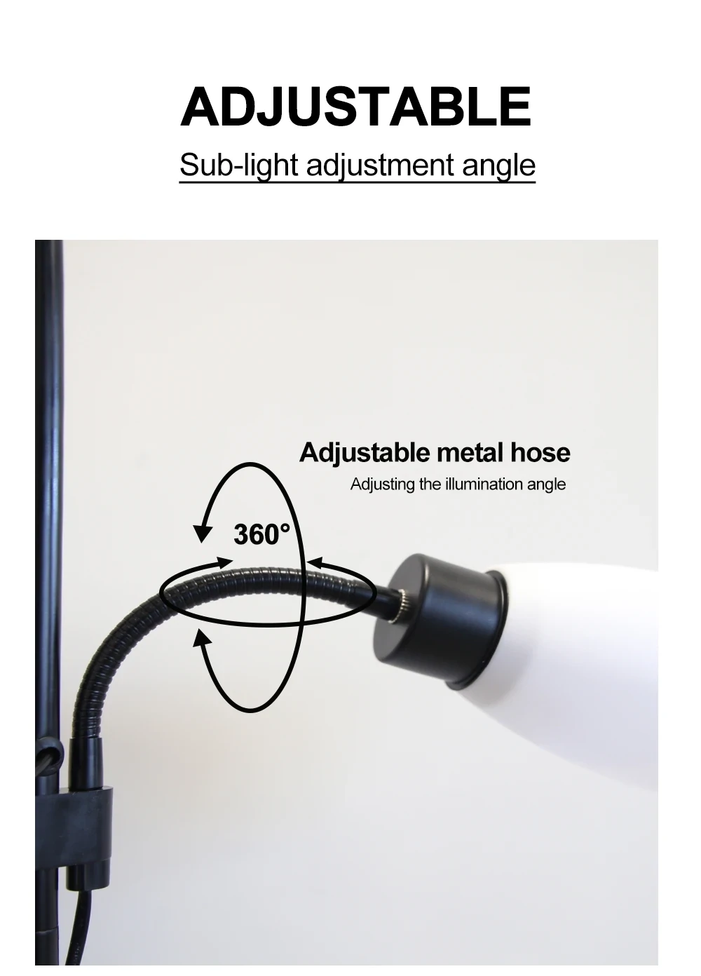Led Floor Lamp E27 Bulb Base Nordic Corner Standing Lamp with Double Headed Floor Light for Indoor Living Room Bedroom