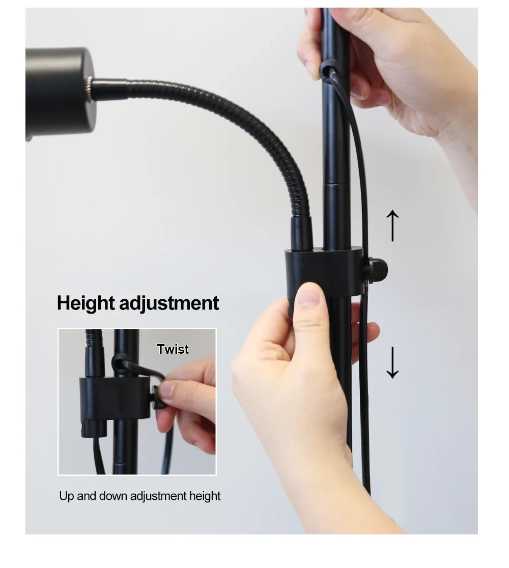 Led Floor Lamp E27 Bulb Base Nordic Corner Standing Lamp with Double Headed Floor Light for Indoor Living Room Bedroom