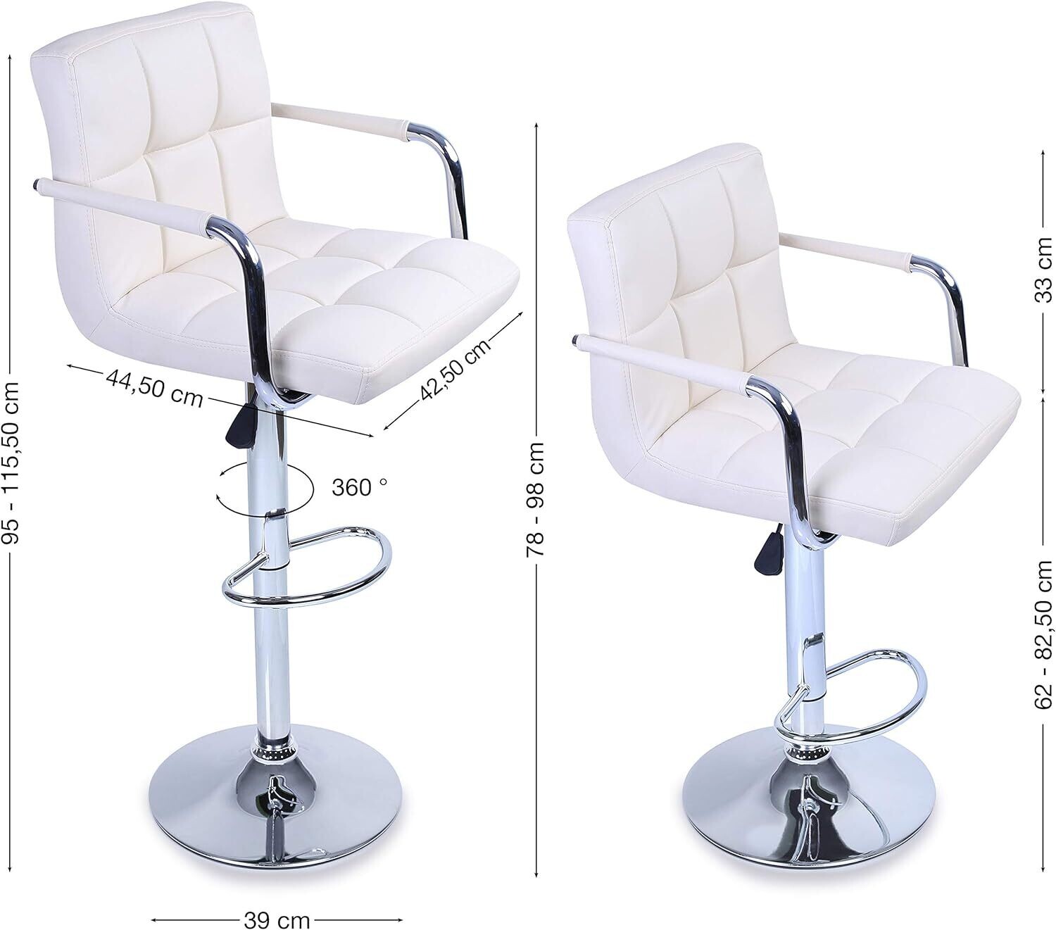 2 Sets of Bar Stools with Backrests and Armrests – Stylish Bar and Counter Stool Sets for Home and Commercial Use