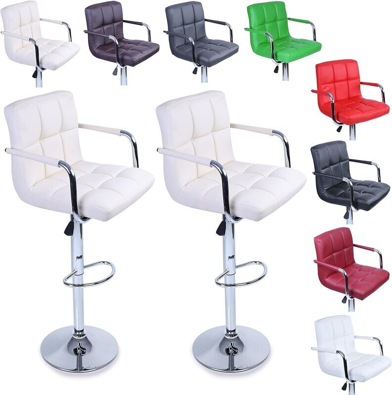 2 Sets of Bar Stools with Backrests and Armrests – Stylish Bar and Counter Stool Sets for Home and Commercial Use