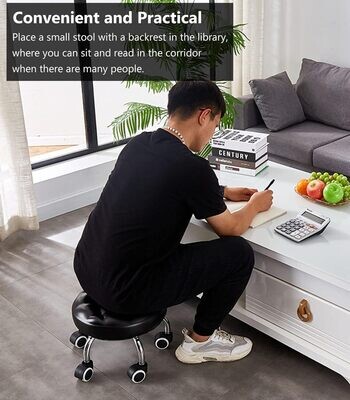 Small Swivel Rolling  Round Stool 5 Position Soft Footstool