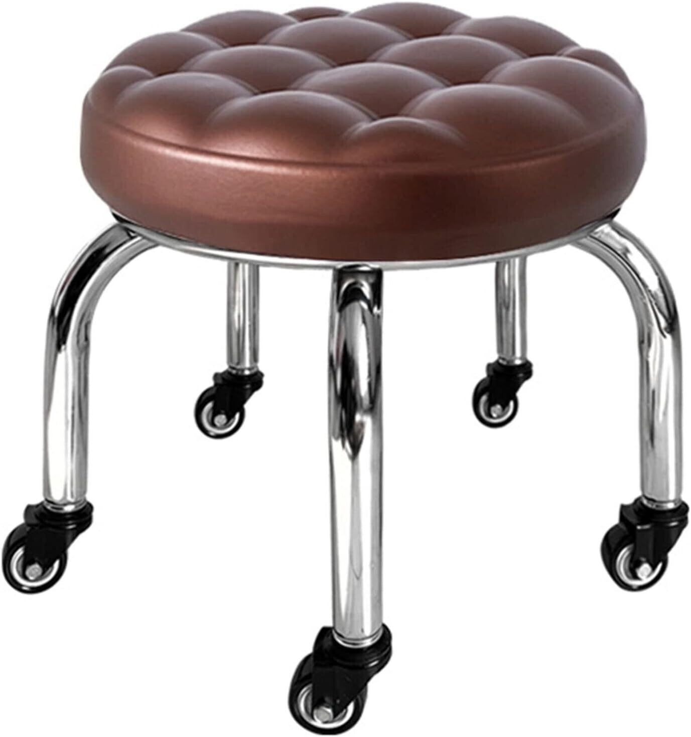 Small Swivel Rolling Round Stool 5 Position Soft Footstool