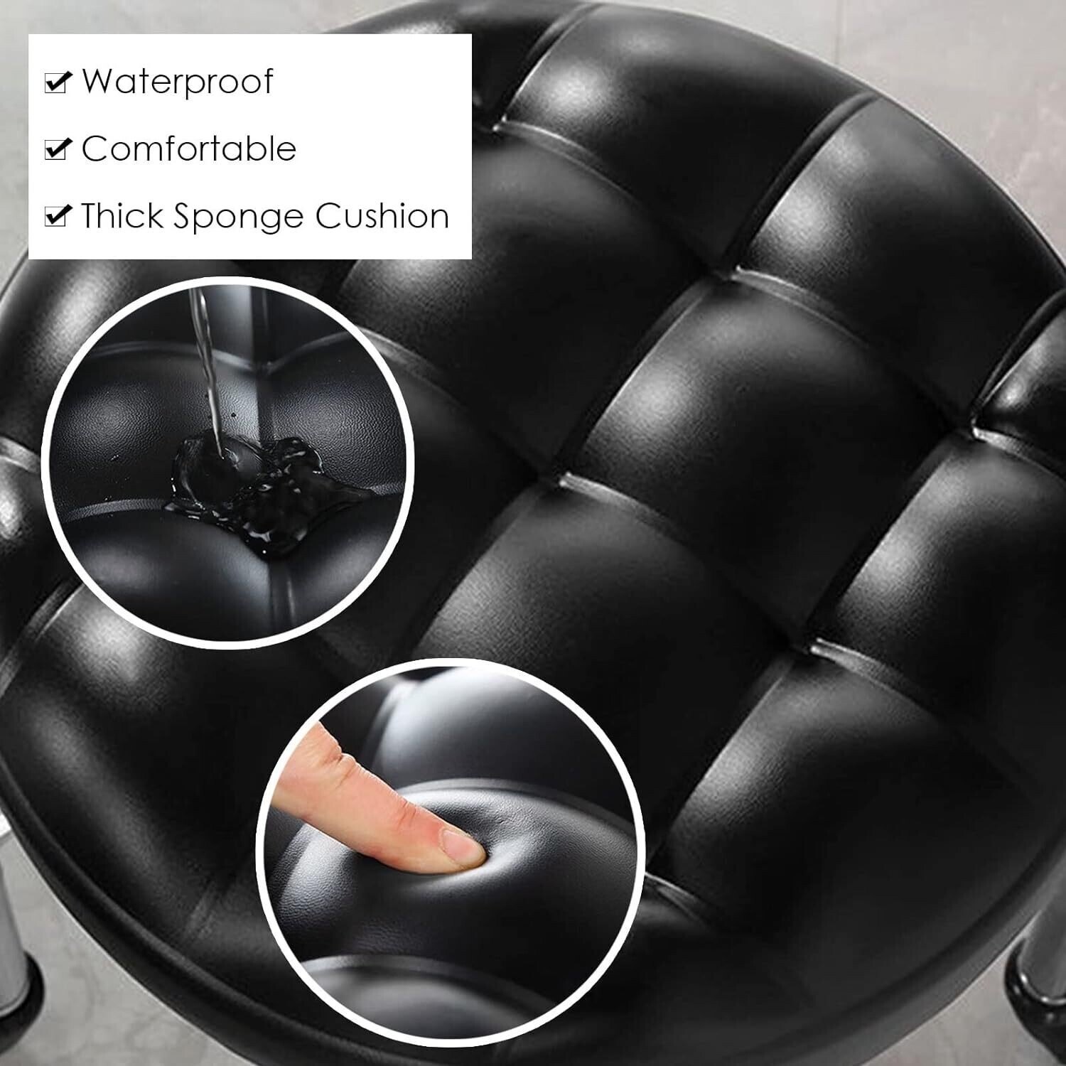 Small Swivel Rolling  Round Stool 5 Position Soft Footstool