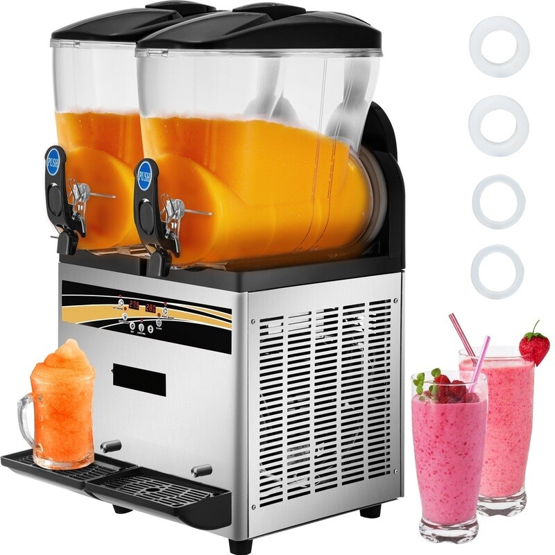 30 Litres Commercial Stainless Steel Slush Frozen Drink Machine,  Tank Margarita Machine, 1000W, Temperature Slush 25°F to 30°F Drink Maker, Perfect for Restaurants Cafes Bars