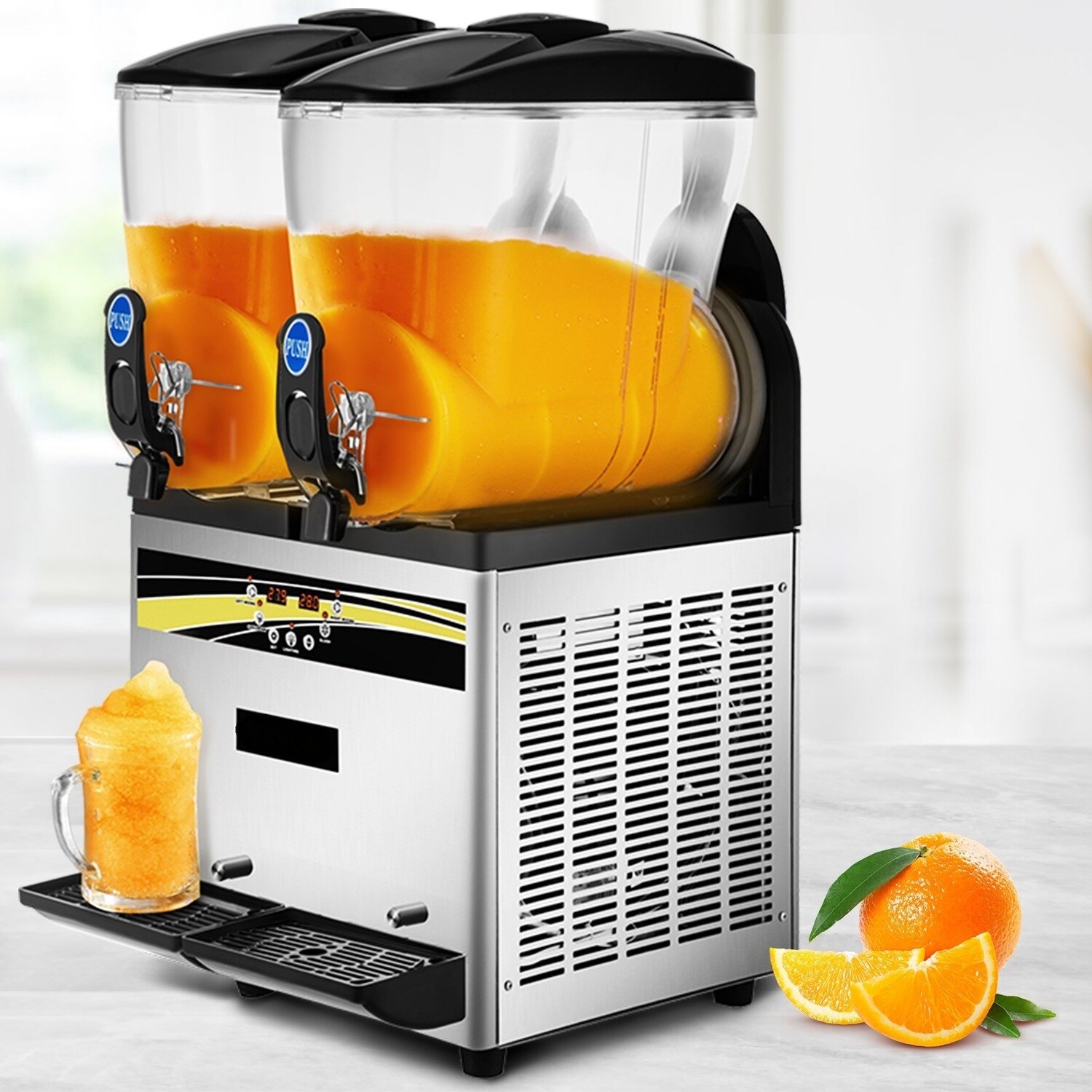 30 Litres Commercial Stainless Steel Slush Frozen Drink Machine,  Tank Margarita Machine, 1000W, Temperature Slush 25°F to 30°F Drink Maker, Perfect for Restaurants Cafes Bars