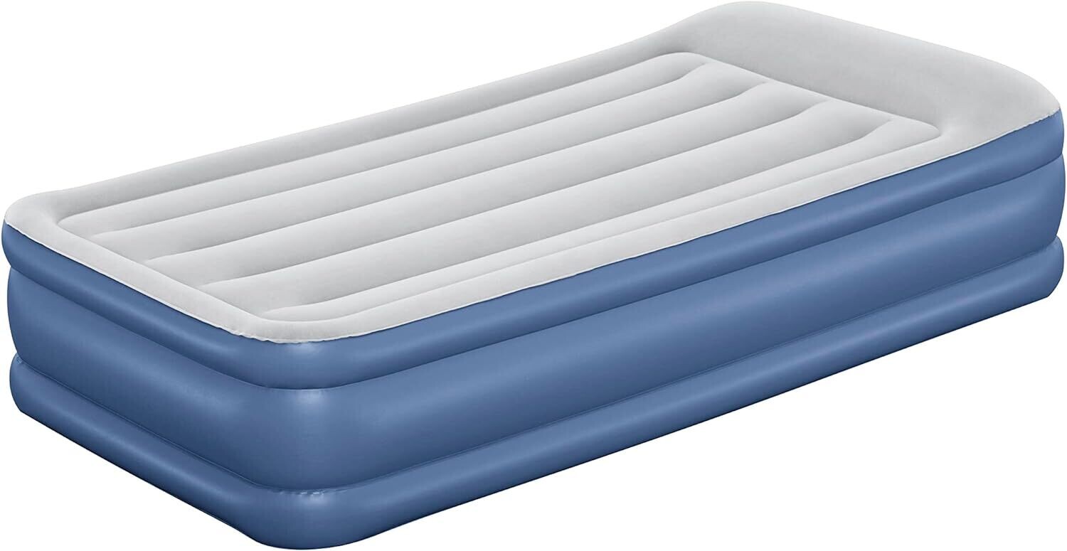 Single Size Inflatable Air Bed With Built-in Pillow Electric Pump