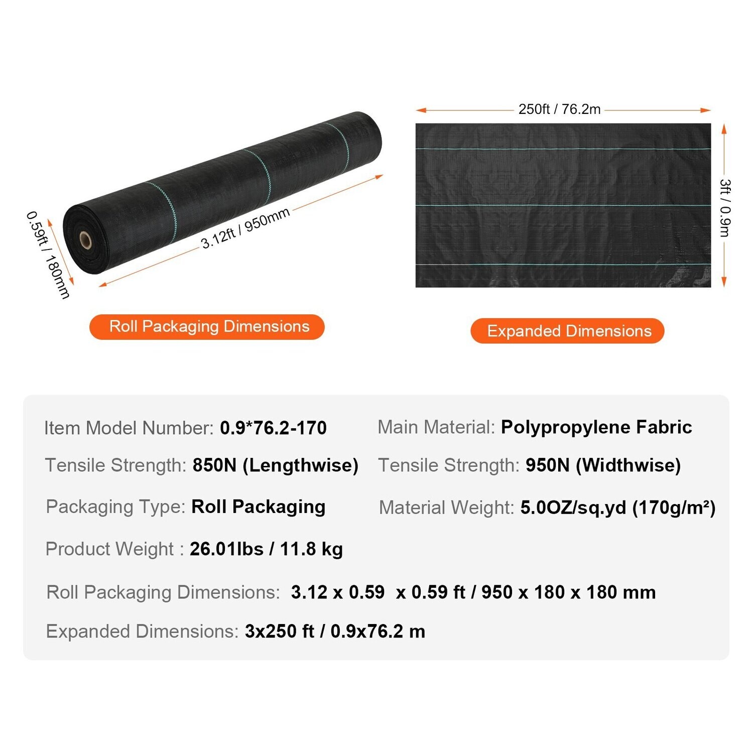 170g/m² weed fleece garden fleece against weeds film made of PP Water-permeable Tear-resistant Corrosion
