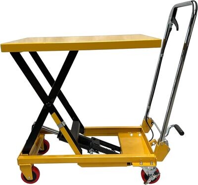 150 kg Load Hydraulic Scissor Lift Table Mobile Lift Trolley Platform Trolley Lifting Platform Trolley with 4 Polyamide Wheels