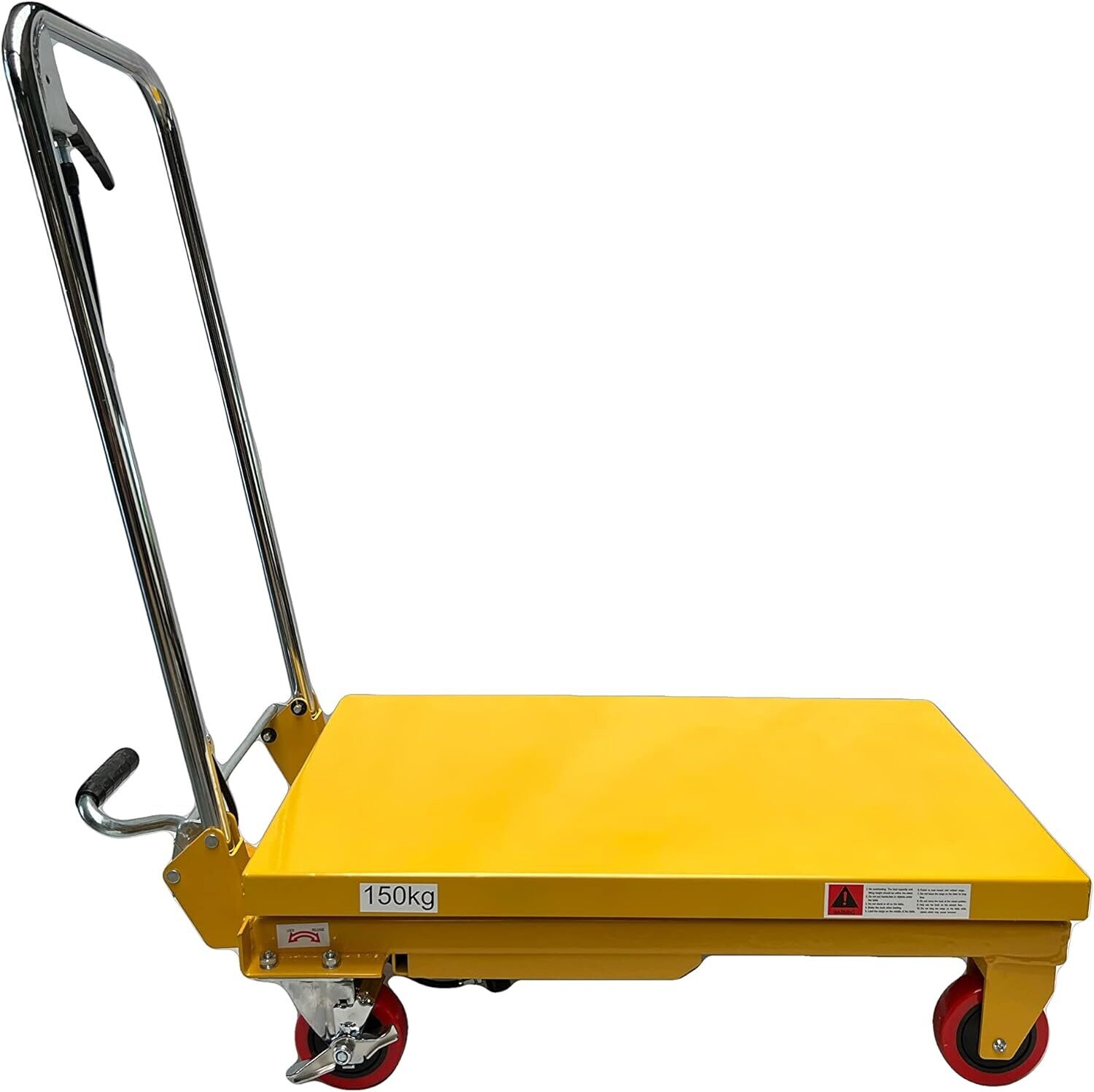 150 kg Load Hydraulic Scissor Lift Table Mobile Lift Trolley Platform Trolley Lifting Platform Trolley with 4 Polyamide Wheels