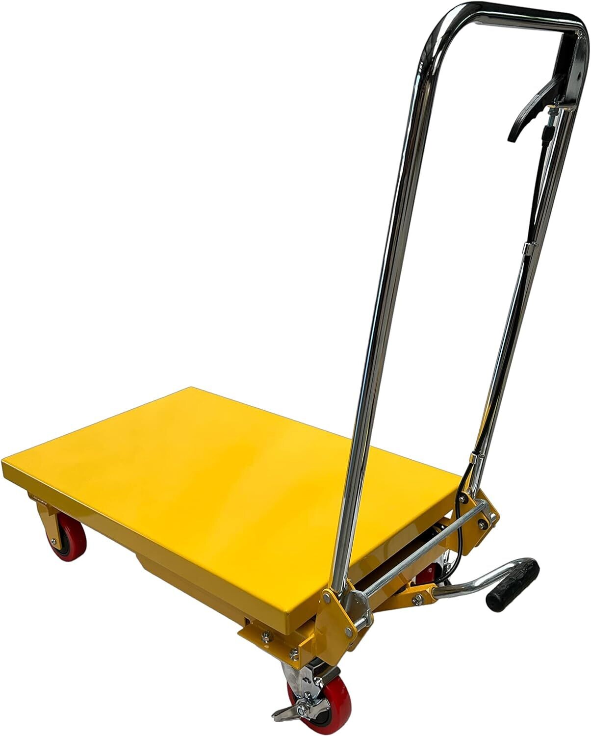 150 kg Load Hydraulic Scissor Lift Table Mobile Lift Trolley Platform Trolley Lifting Platform Trolley with 4 Polyamide Wheels