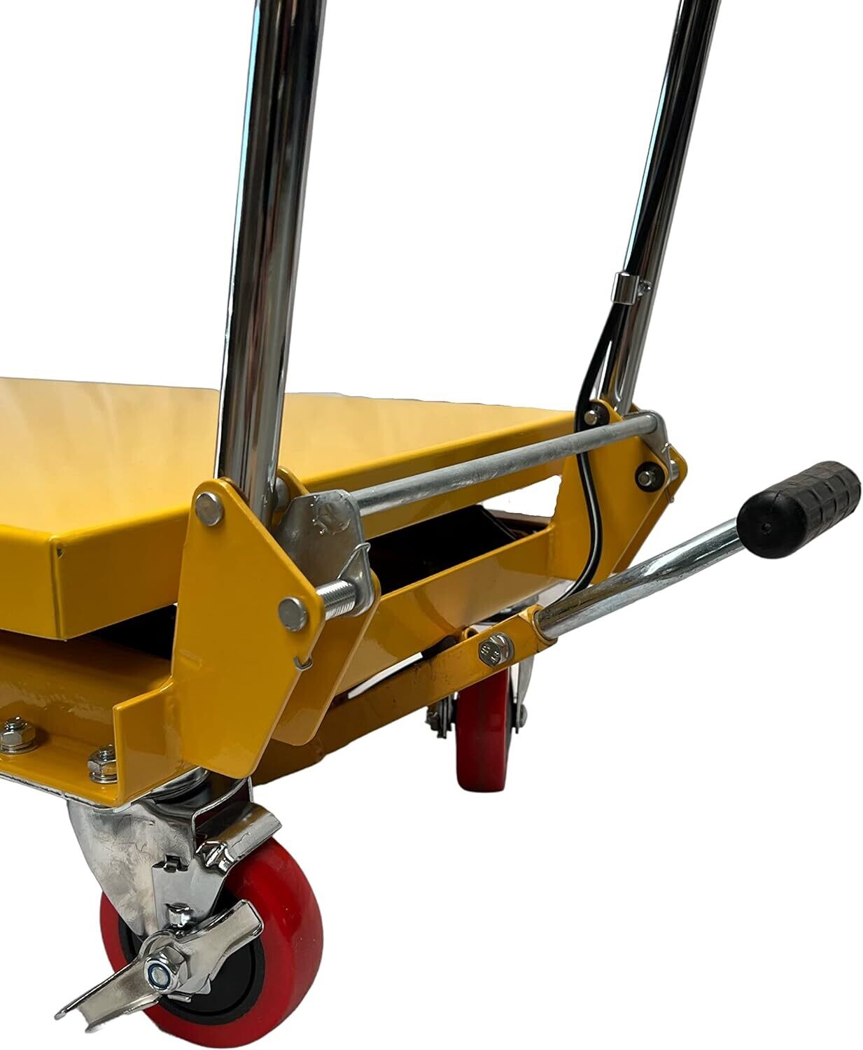 150 kg Load Hydraulic Scissor Lift Table Mobile Lift Trolley Platform Trolley Lifting Platform Trolley with 4 Polyamide Wheels