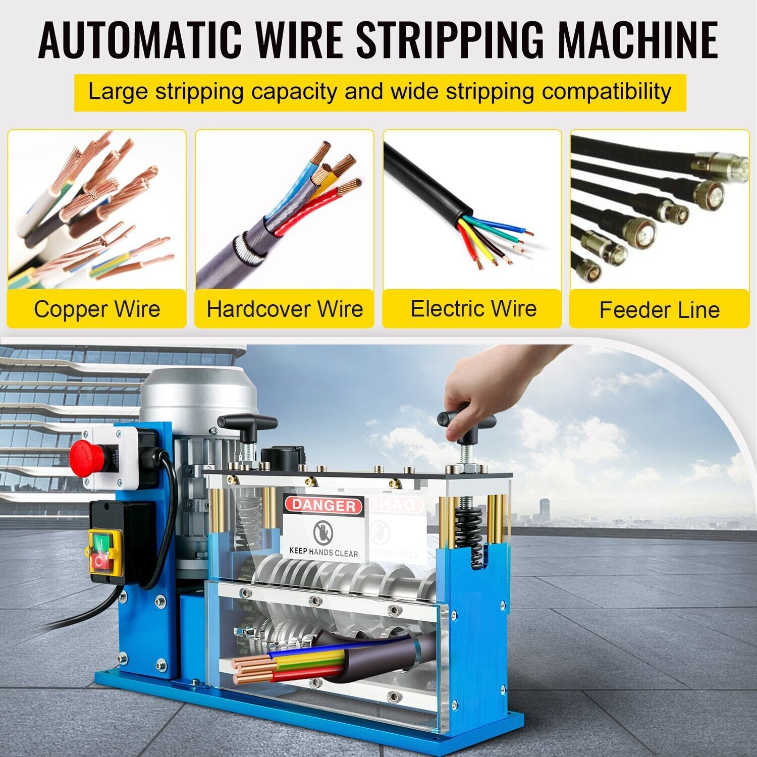 Automatic Electric Wire Stripping Machine, 0.06 inch-0.15 inch, 11 Channels 10 Blades