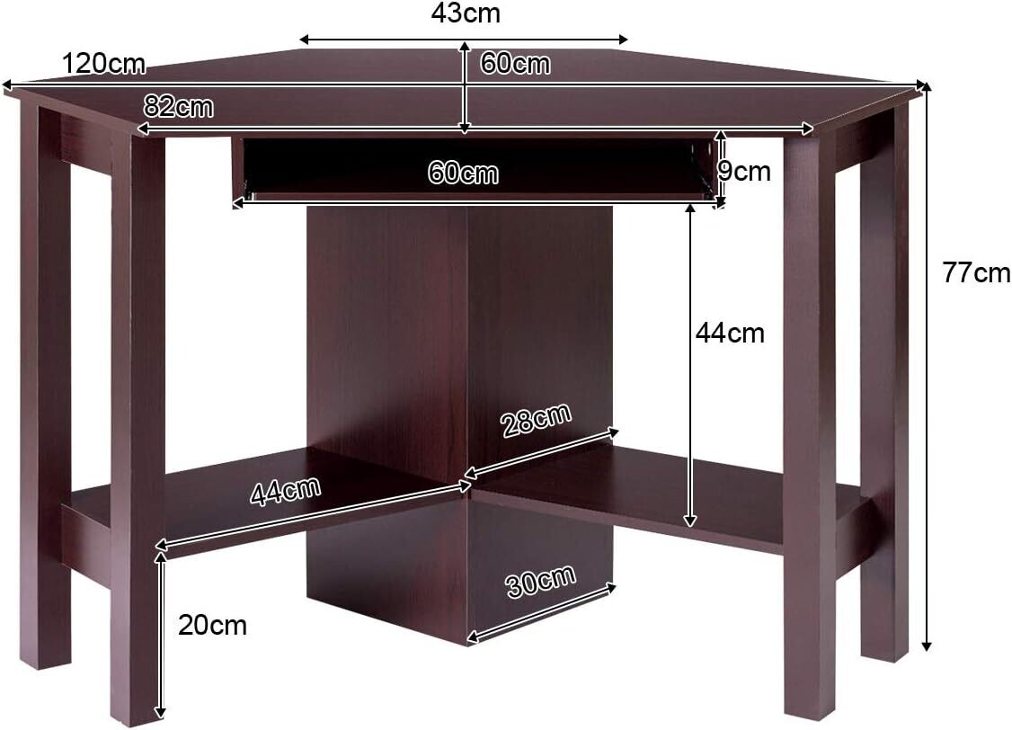 Corner Desk Office Table with Keyboard Drawer, Storage Shelves, Adjustable Height, Modern Design and Space Saving Workstation