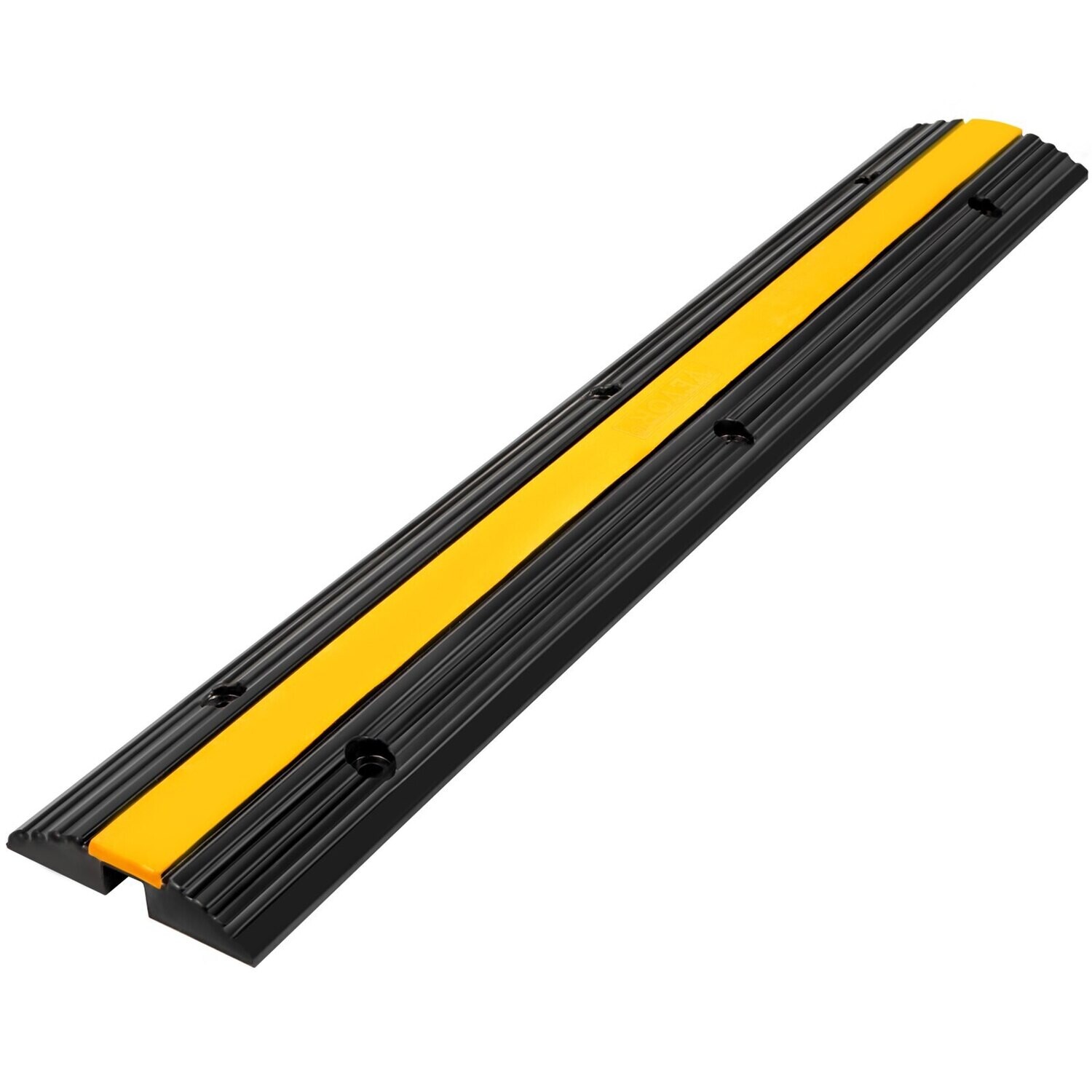4-Piece 1-Channel Cable Protection Mat - Heavy-Duty Thermoplastic Rubber, Modular Overrun Design for High-Traffic Protection – Ideal for Parking Lots, Warehouses, and Industrial Areas – Durable, Easy