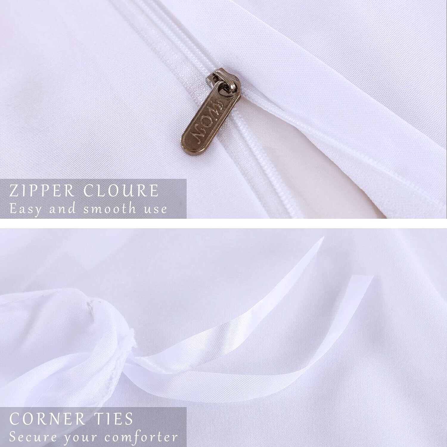 Luxury White Pintuck Duvet Cover King Size – 3-Piece Pinch Pleat Bedding Set with Zipper Closure, Soft Microfiber Fabric