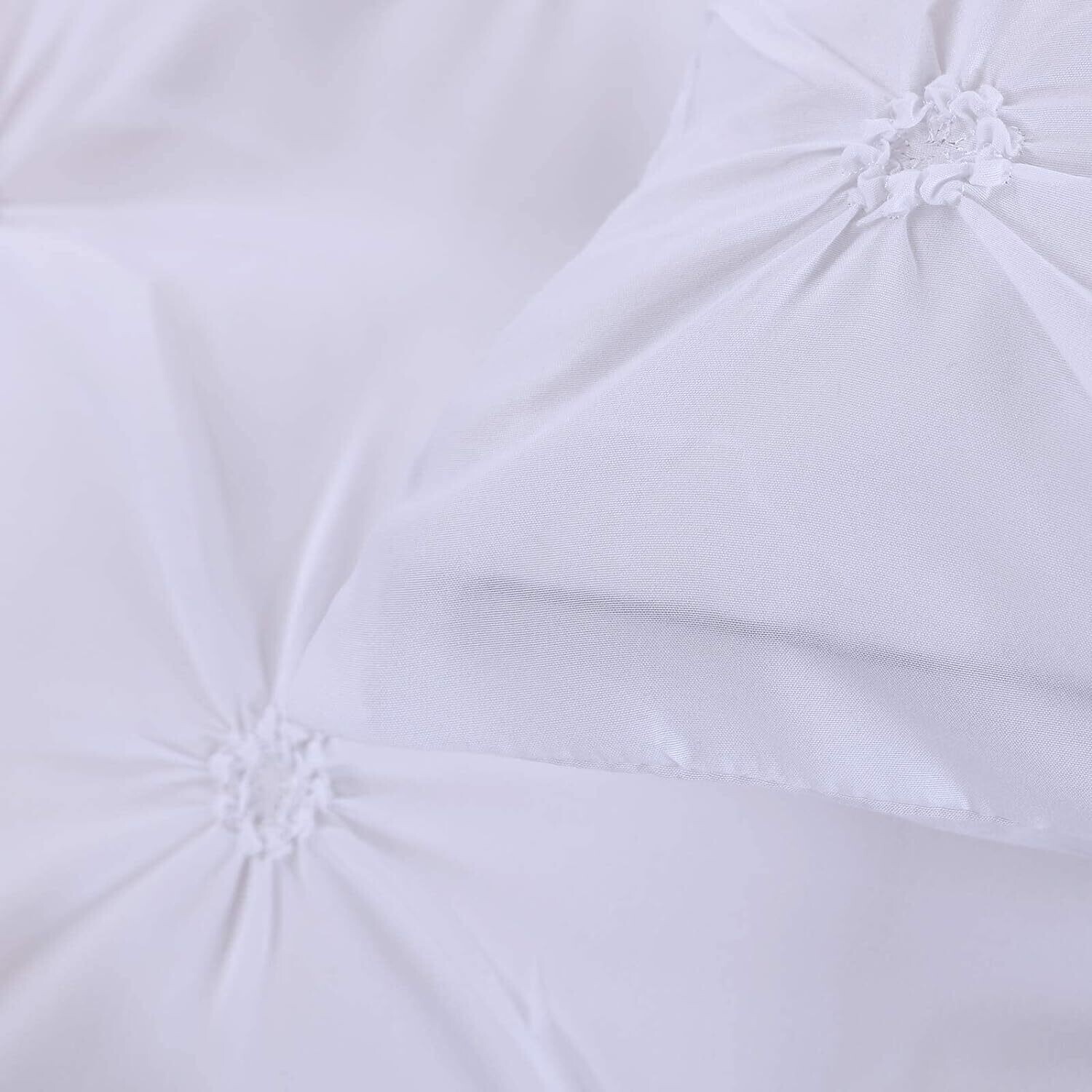 Luxury White Pintuck Duvet Cover King Size – 3-Piece Pinch Pleat Bedding Set with Zipper Closure, Soft Microfiber Fabric