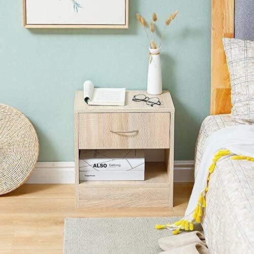Nightstand 2-Piece Set – Bedroom Bedside Tables with Storage, Multi-Functional Coffee and End Tables for Household Furniture