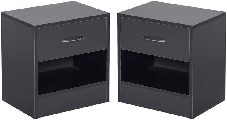 Nightstand 2-Piece Set – Bedroom Bedside Tables with Storage, Multi-Functional Coffee and End Tables for Household Furniture