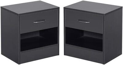 Nightstand 2-Piece Set – Bedroom Bedside Tables with Storage, Multi-Functional Coffee and End Tables for Household Furniture