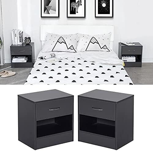 Nightstand 2-Piece Set – Bedroom Bedside Tables with Storage, Multi-Functional Coffee and End Tables for Household Furniture