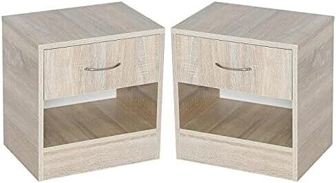 Nightstand 2-Piece Set – Bedroom Bedside Tables with Storage, Multi-Functional Coffee and End Tables for Household Furniture