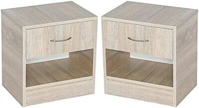 Nightstand 2-Piece Set – Bedroom Bedside Tables with Storage, Multi-Functional Coffee and End Tables for Household Furniture