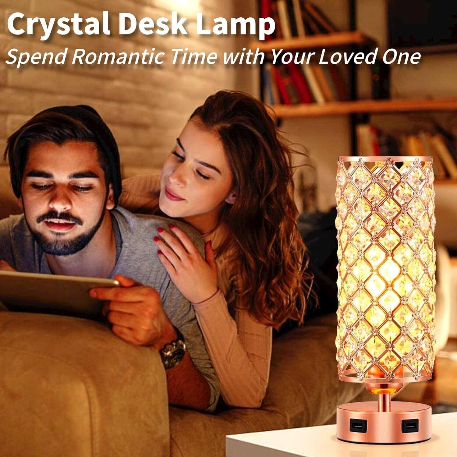 Bedside Touch Control Silver Lamp with 2 USB Charging Ports – Nightstand Light for Kids Room, Home Office, Living Room, Bar, and Restaurant Decor