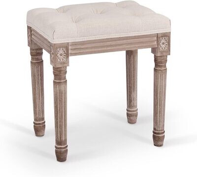 Upholstered Velvet Piano Stool and Makeup Bench – Padded Seat with Wooden Legs for Bedroom and Living Room Decor