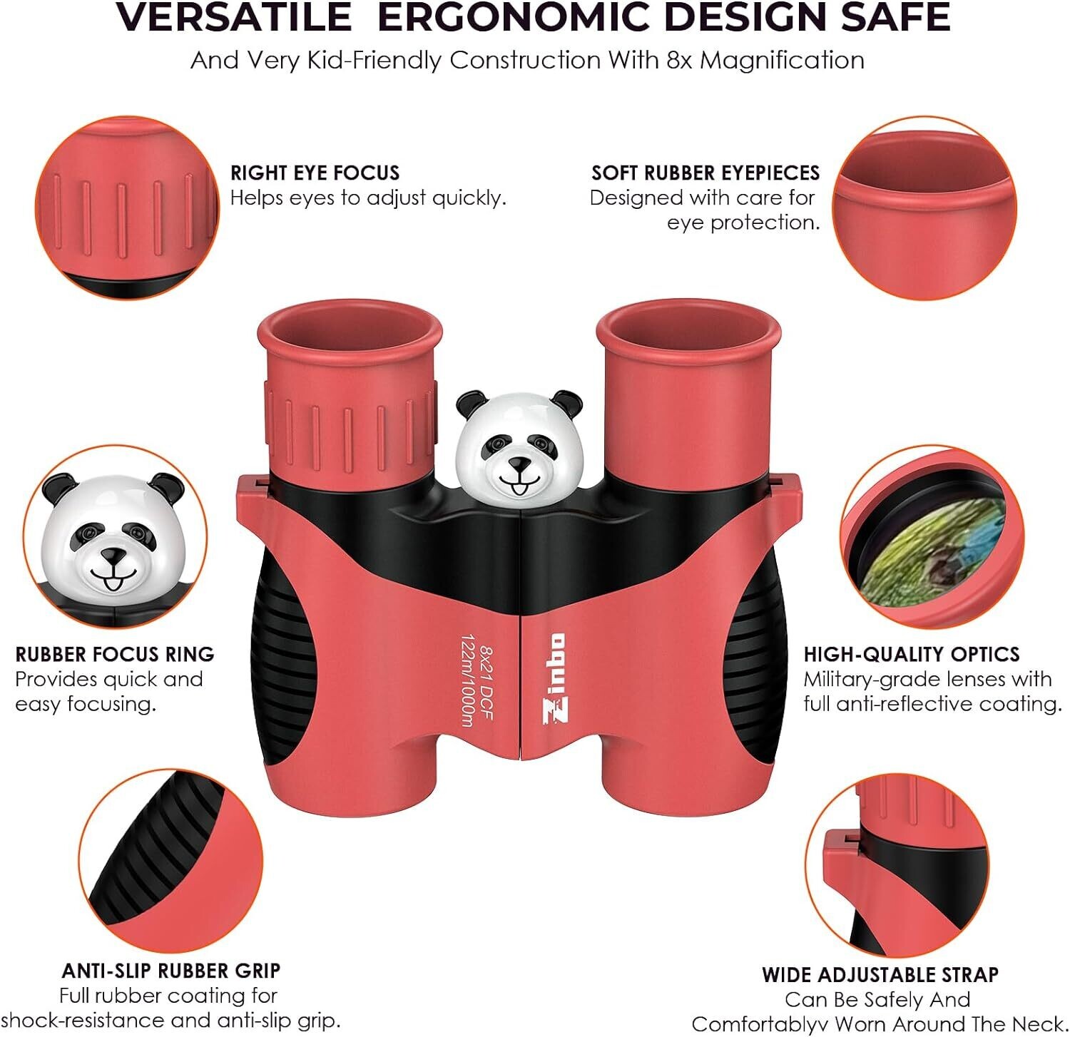 Kids Binoculars (8x21) for Ages 3-12 – Ideal Outdoor Toy for Bird Watching, Hiking, and Travel
