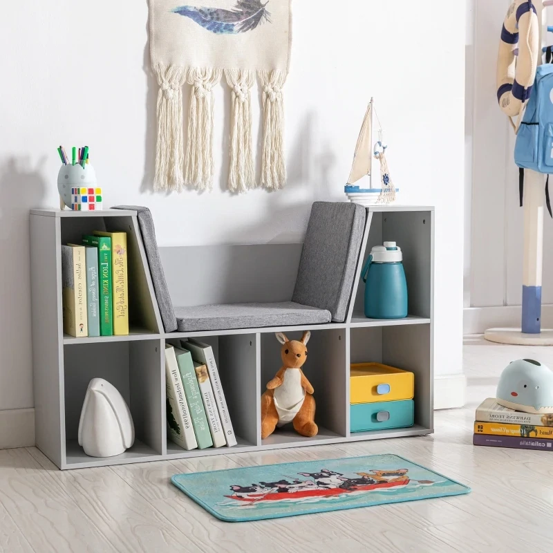 Bookcase Storage with Padded Foam Seat – Stylish and Functional Bookshelf with Comfortable Seating for Living Room or Bedroom