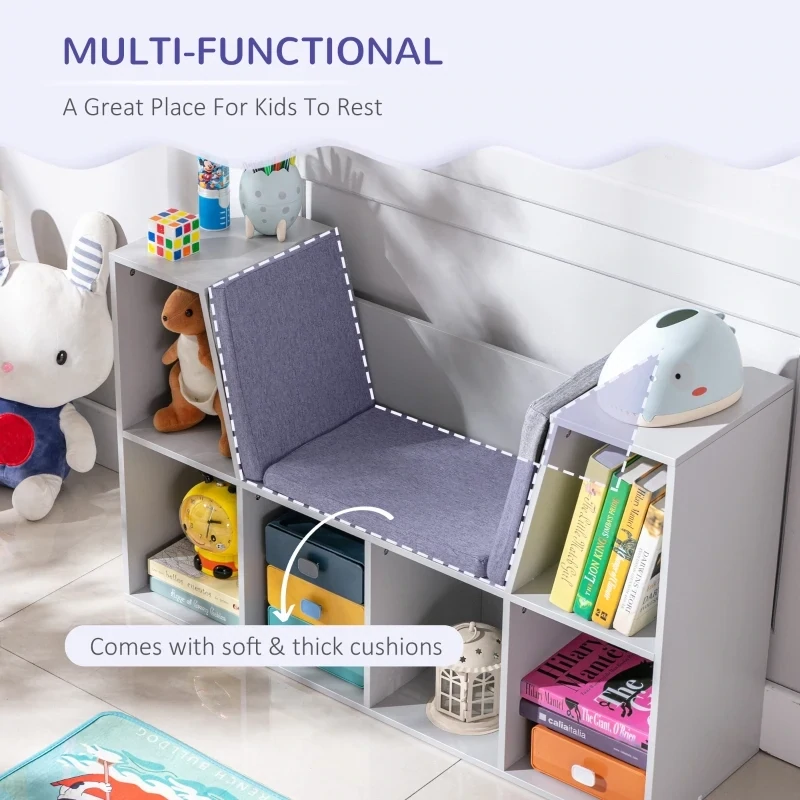 Bookcase Storage with Padded Foam Seat – Stylish and Functional Bookshelf with Comfortable Seating for Living Room or Bedroom