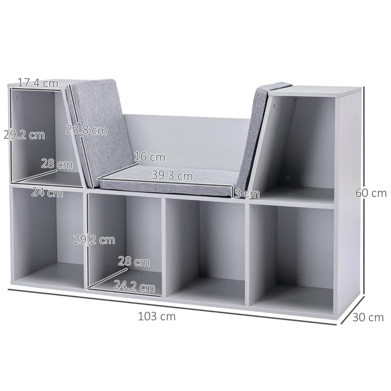 Bookcase Storage with Padded Foam Seat – Stylish and Functional Bookshelf with Comfortable Seating for Living Room or Bedroom