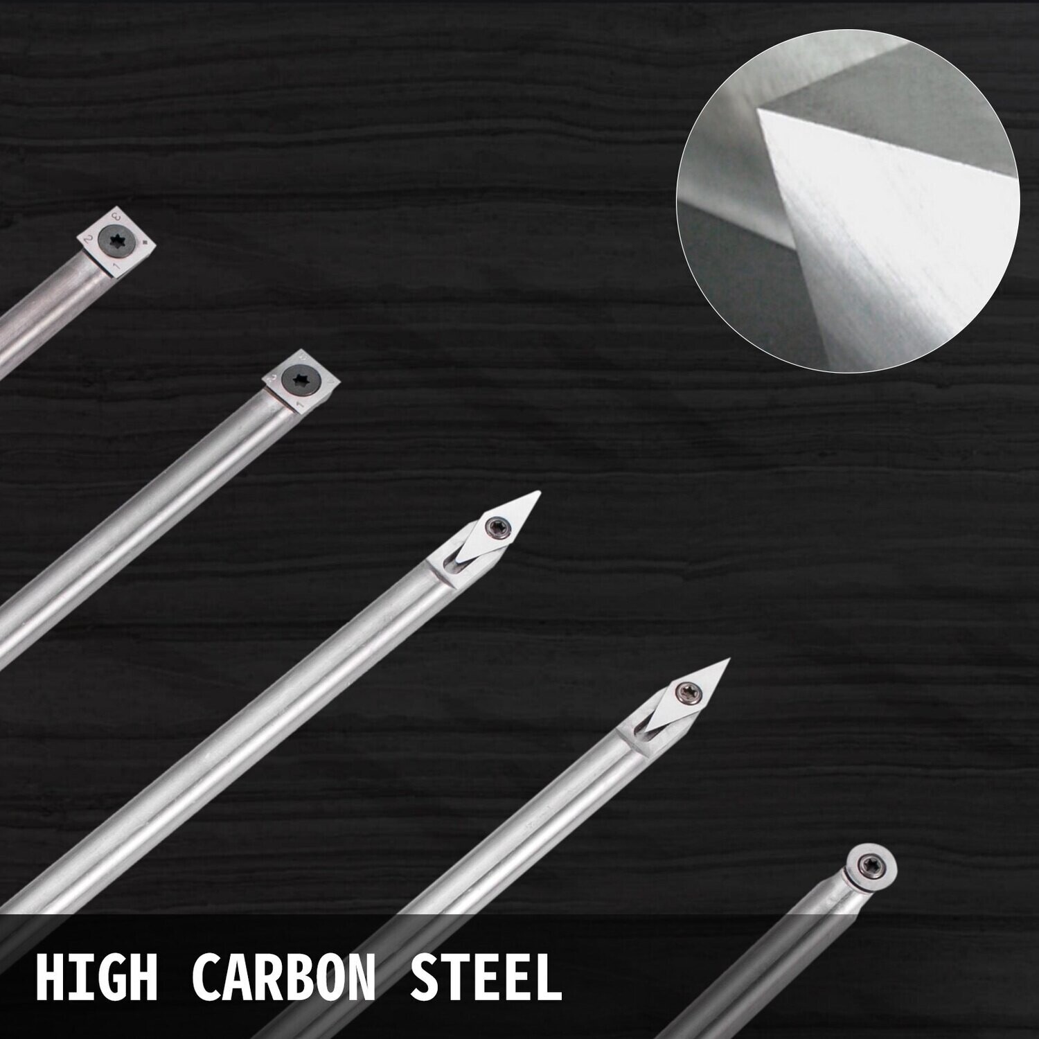 5-Piece Carbide Lathe Tool Set – Diamond, Round, Square Cutters for Precision Turning, Durable Lathe Chisels with Ergonomic Grip