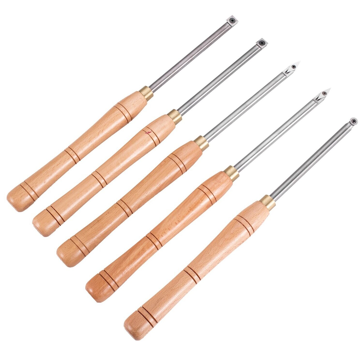 5-Piece Carbide Lathe Tool Set – Diamond, Round, Square Cutters for Precision Turning, Durable Lathe Chisels with Ergonomic Grip