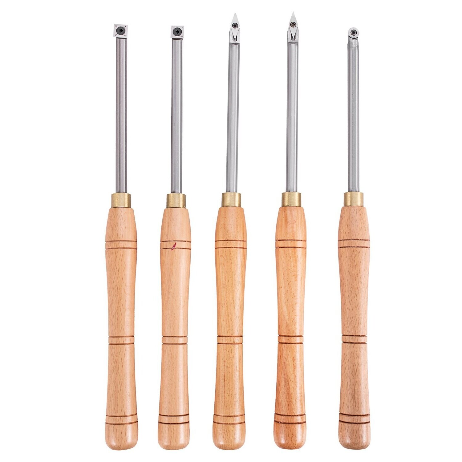 5-Piece Carbide Lathe Tool Set – Diamond, Round, Square Cutters for Precision Turning, Durable Lathe Chisels with Ergonomic Grip