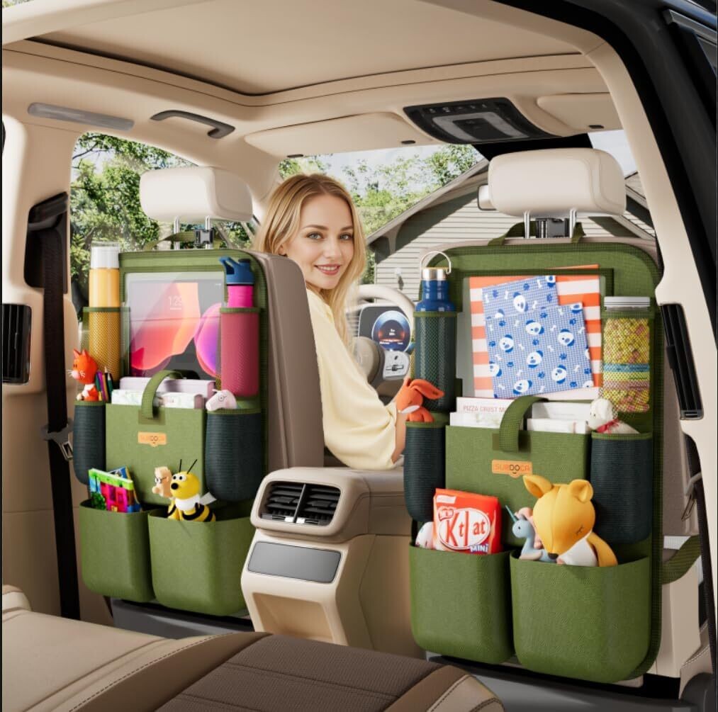 4th Generation Car Organizer Back Seat with 11&quot; iPad Holder, 8 Pockets, Waterproof Back Seat Protector &amp; Kids Toy Storage